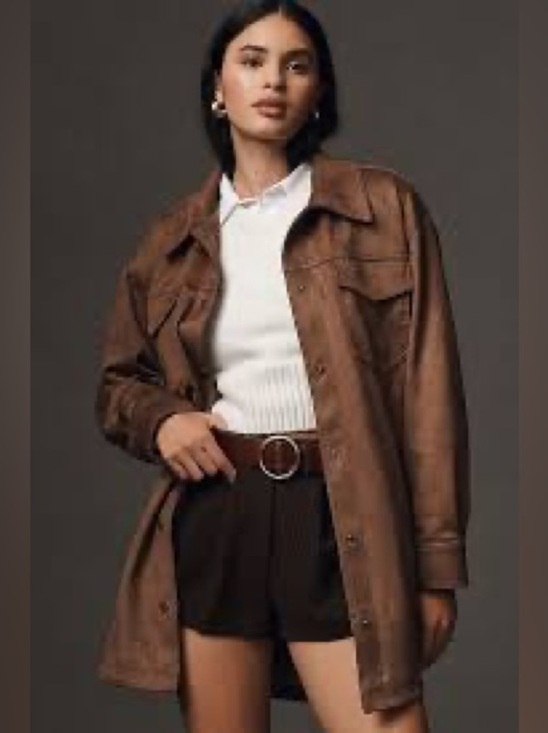 Pilcro Jackets & Blazers - Anthropologie Pilcro The Tillie  Relaxed Vegan Suede Shirt Jacket L